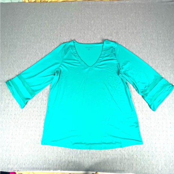 Jessica London 3/4 sleeve blouse teal size 14 / 16 - Picture 1 of 8